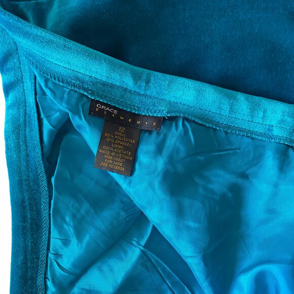 Grace Elements Simply Perfect Teal Soft Velvet Ruffle Hem Knee Length Skirt : 12 - Picture 8 of 12